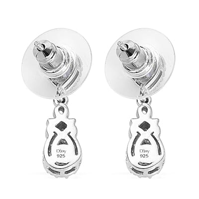 Tanzanite and Natural White Zircon Earrings in Platinum Over Sterling Silver 1.00 ctw