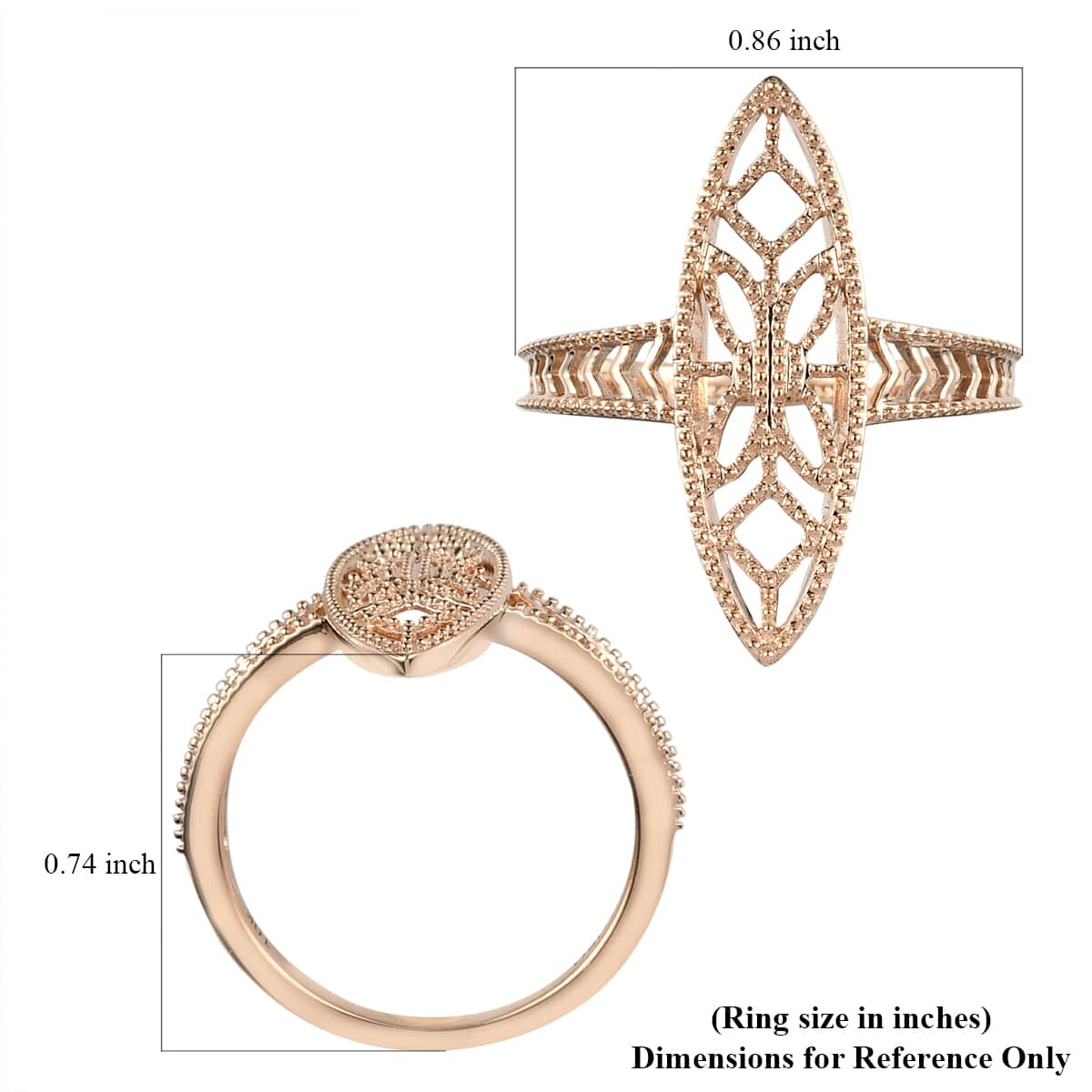 LUXORO 10K Rose Gold Fancy Ring (Size 7.0) 3.15 Grams image number 5