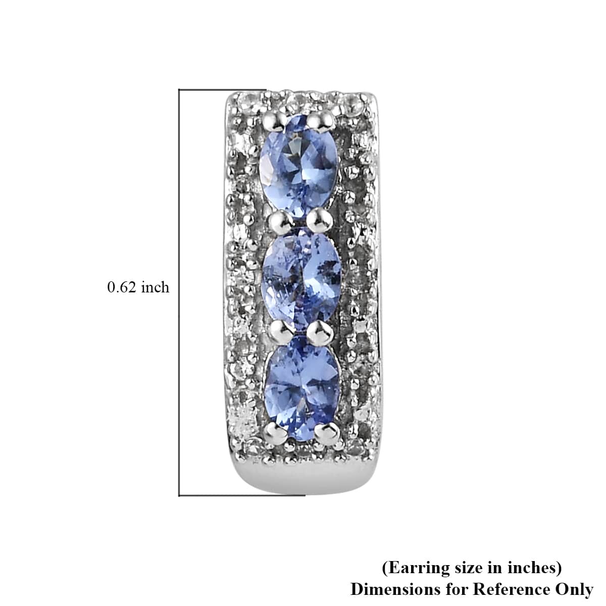 Tanzanite and White Zircon J-Hoop Earrings in Platinum Over Sterling Silver 1.10 ctw image number 4