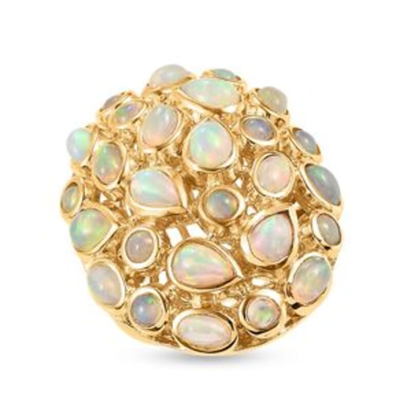 Ethiopian Welo Opal 4.49 ctw Fancy Ring in Vermeil Yellow Gold Over Sterling Silver (Size 5.5)
