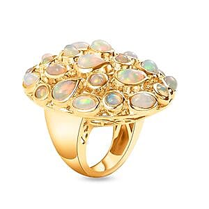 Ethiopian Welo Opal 4.49 ctw Fancy Ring in Vermeil Yellow Gold Over Sterling Silver (Size 5.5)