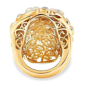 Ethiopian Welo Opal 4.49 ctw Fancy Ring in Vermeil Yellow Gold Over Sterling Silver (Size 5.5)