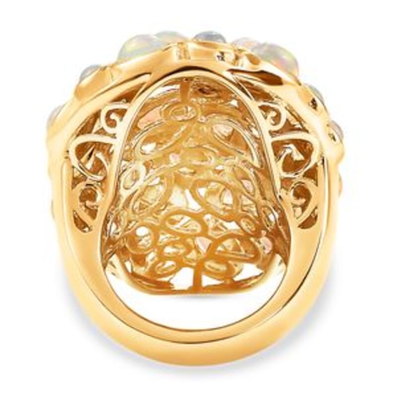 Ethiopian Welo Opal 4.49 ctw Fancy Ring in Vermeil Yellow Gold Over Sterling Silver (Size 5.5)