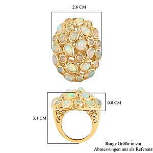 Ethiopian Welo Opal 4.49 ctw Fancy Ring in Vermeil Yellow Gold Over Sterling Silver (Size 5.5)