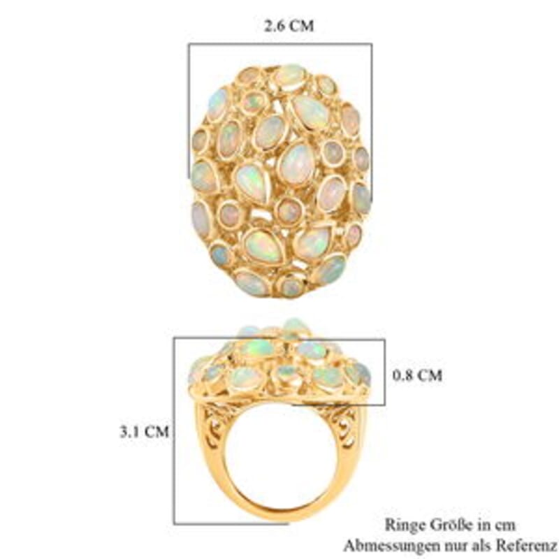Ethiopian Welo Opal 4.49 ctw Fancy Ring in Vermeil Yellow Gold Over Sterling Silver (Size 5.5)