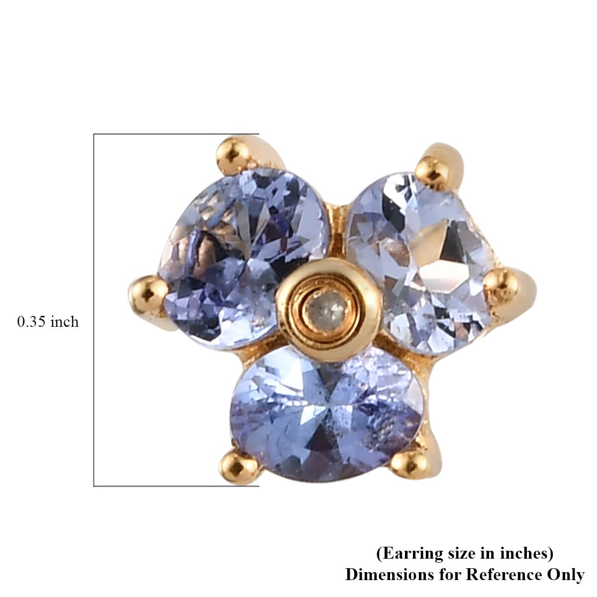 Tanzanite and Diamond Stud Earrings in Vermeil Yellow Gold Over Sterling Silver 1.00 ctw image number 4