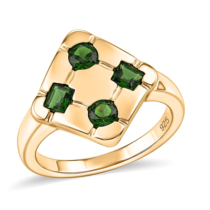 Chrome Diopside 0.60 ctw Ring in 14K YG Over Sterling Silver (Size 5.5)