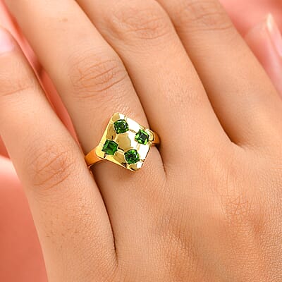 Chrome Diopside 0.60 ctw Ring in 14K YG Over Sterling Silver (Size 5.5)