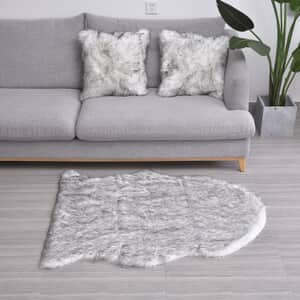 Homesmart Gray Small Skin Shape Stitched Backing Faux Fur Glitter Carpet with Foam Inside and 2pcs Cushion Cover