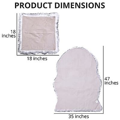 Homesmart Gray Small Skin Shape Stitched Backing Faux Fur Glitter Carpet with Foam Inside and 2pcs Cushion Cover