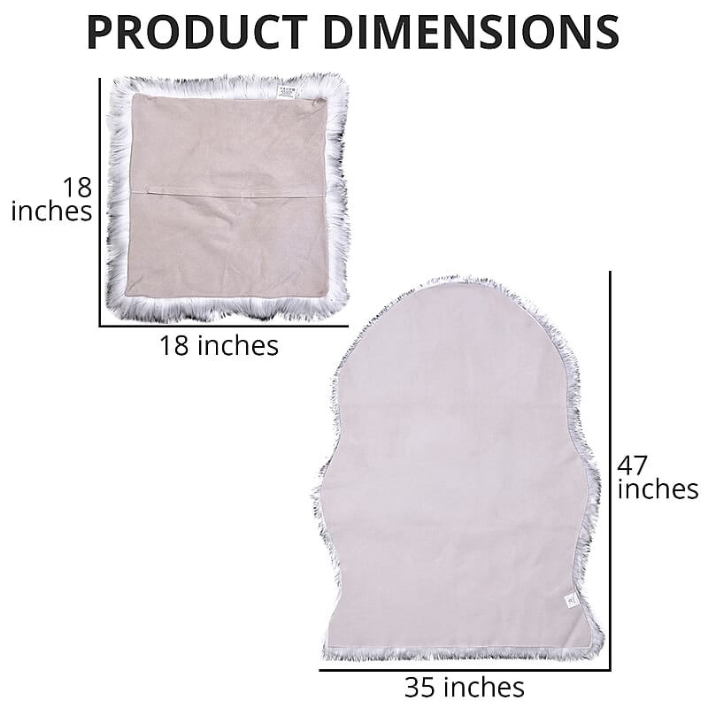 Homesmart Gray Small Skin Shape Stitched Backing Faux Fur Glitter Carpet with Foam Inside and 2pcs Cushion Cover