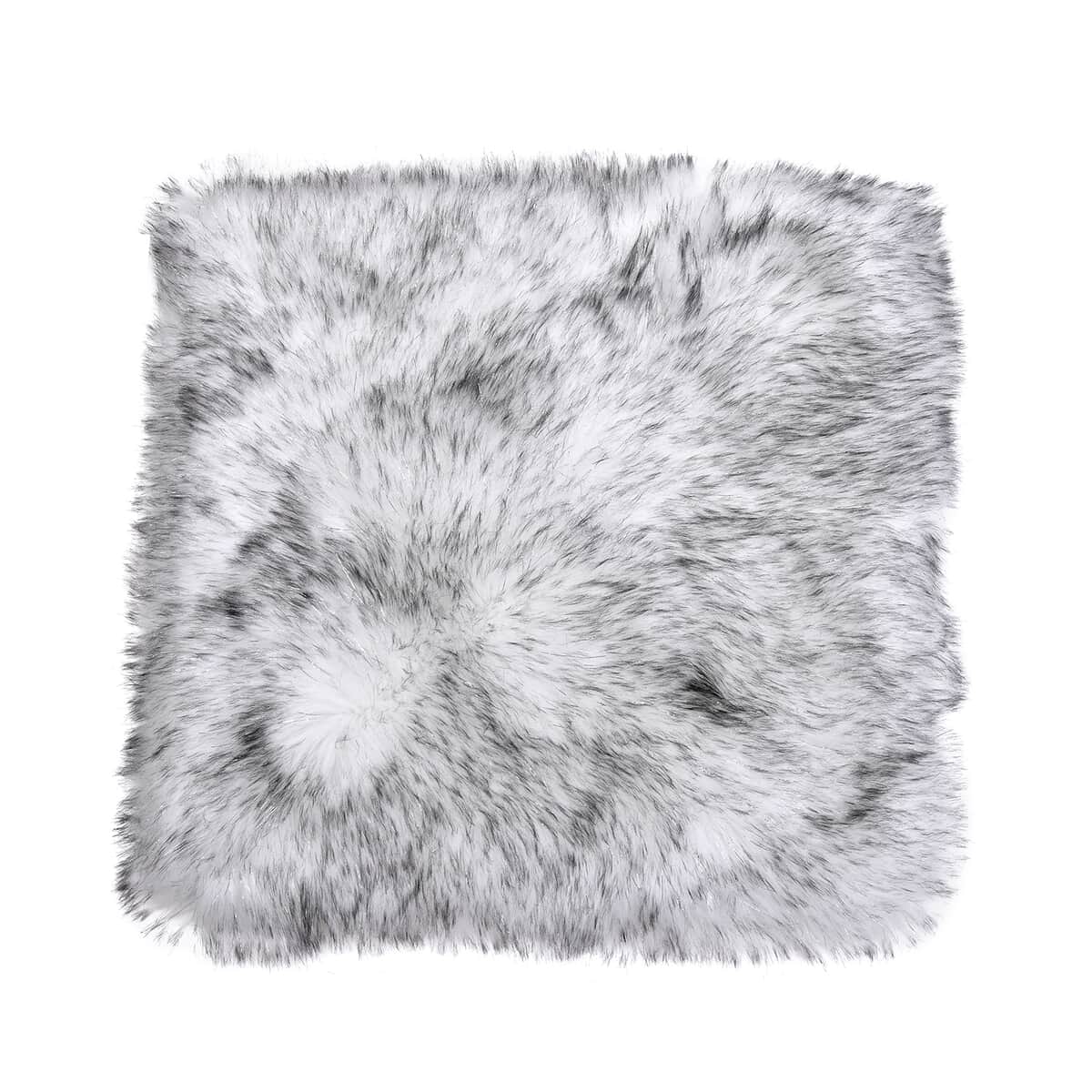 HOMESMART Gray Small Skin Shape Stitched Backing Faux Fur Glitter Carpet (35"x47") with Foam Inside and 2pcs Cushion Cover (18"x18") image number 4