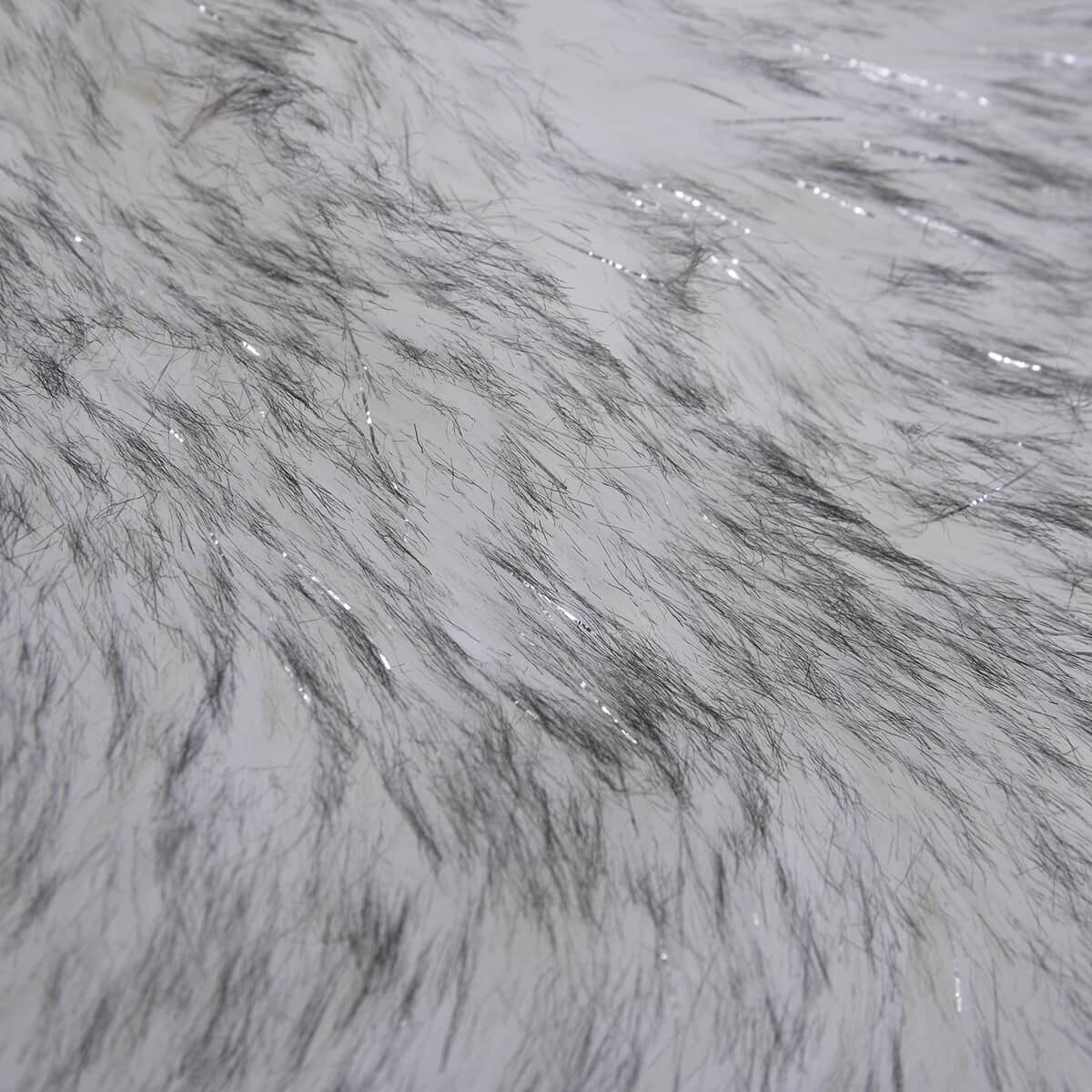 Homesmart Gray Small Skin Shape Stitched Backing Faux Fur Glitter Carpet with Foam Inside and 2pcs Cushion Cover image number 6