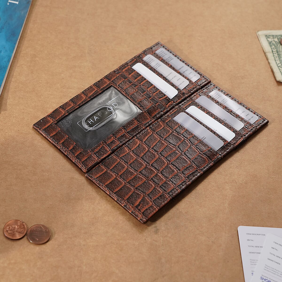 RFID Protected Croco Embossed Genuine Leather Magic Wallet image number 1