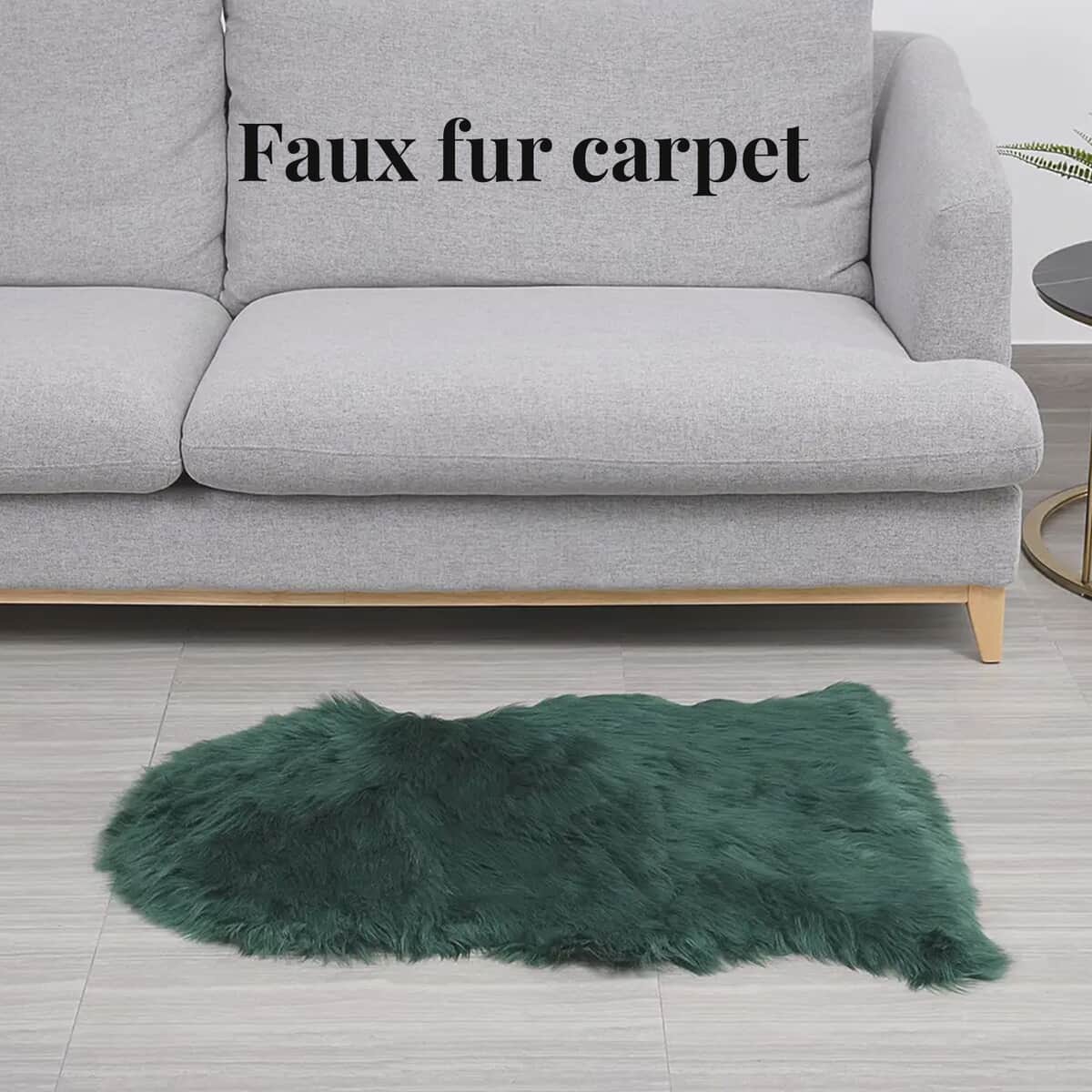 Homesmart Forest Green Faux Fur Carpet, Anti Skid Ultra Soft Wrinkle Resistant Faux Fur Fluffy Area Rug for Bedroom Living Room, Bedside Floor Mat image number 2