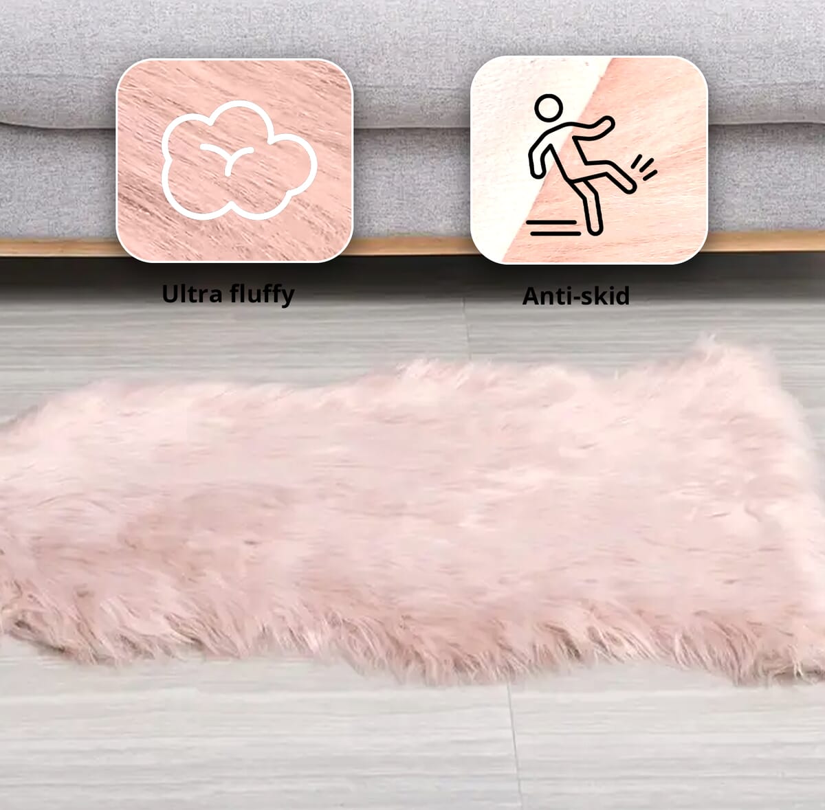 Homesmart Pink Faux Fur Carpet, Anti Skid Ultra Soft Wrinkle Resistant Faux Fur Fluffy Area Rug for Bedroom Living Room, Bedside Floor Mat image number 3