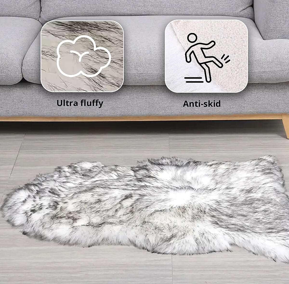Homesmart White Faux Fur Carpet, Anti Skid Ultra Soft Wrinkle Resistant Faux Fur Fluffy Area Rug for Bedroom Living Room, Bedside Floor Mat image number 3