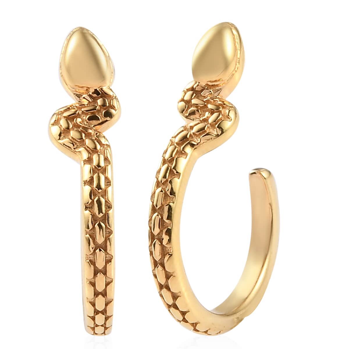 Vermeil Yellow Gold Over Sterling Silver Eternal Love Snake Hoop Earrings 6.10 Grams image number 0