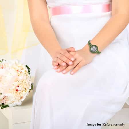 EON 1962 Natural Russian Diopside Swiss Movement Bracelet Watch in Platinum Over Sterling Silver (7.25 in) 20.50 Grams 21.65 ctw image number 2