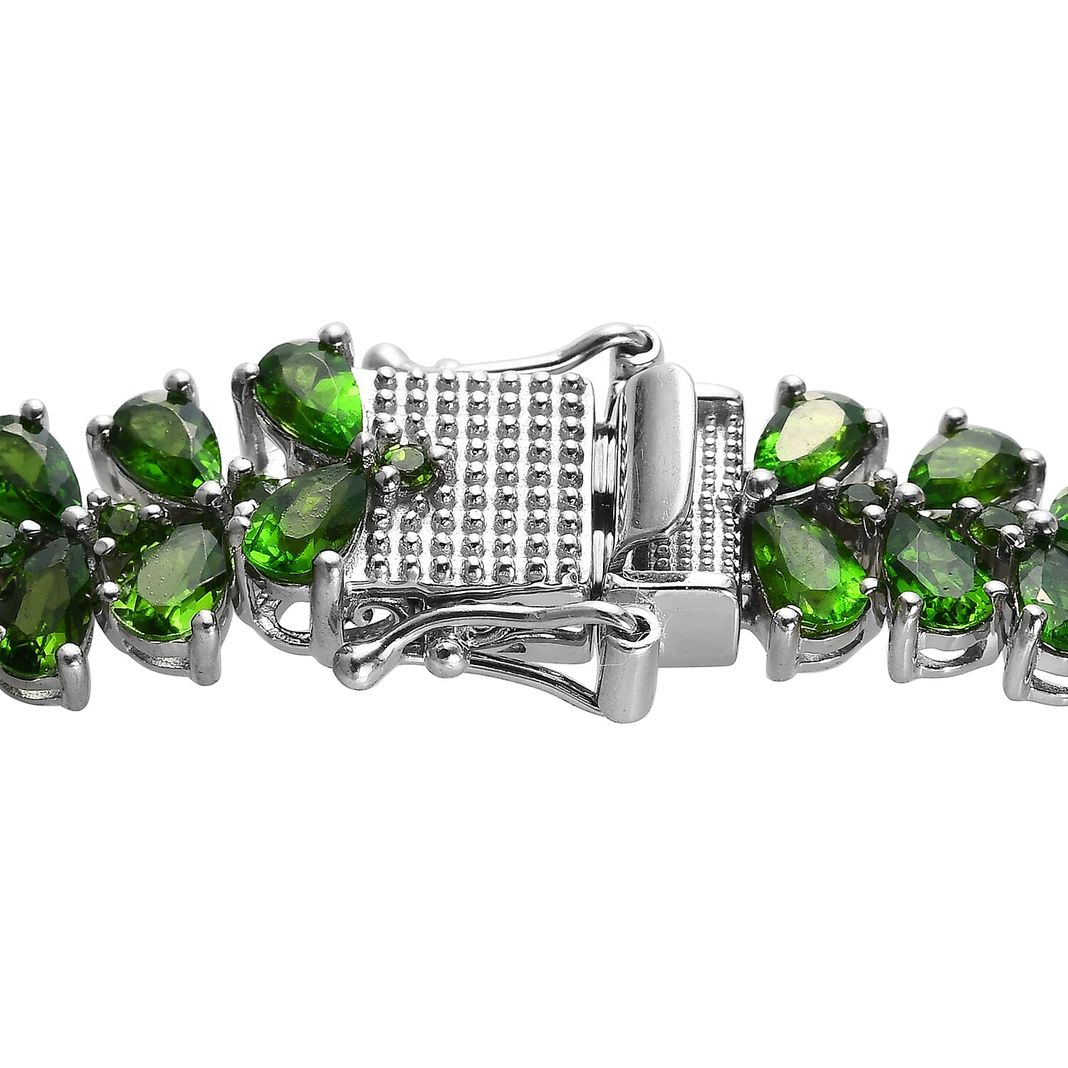 Eon 1962 Chrome Diopside Swiss Movement Bracelet Watch in Platinum Over Sterling Silver (7.25 in) 21.65 ctw