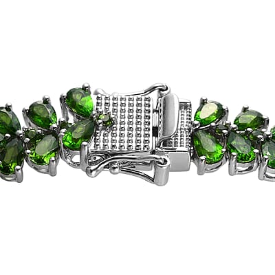 Eon 1962 Chrome Diopside Swiss Movement Bracelet Watch in Platinum Over Sterling Silver (7.25 in) 21.65 ctw