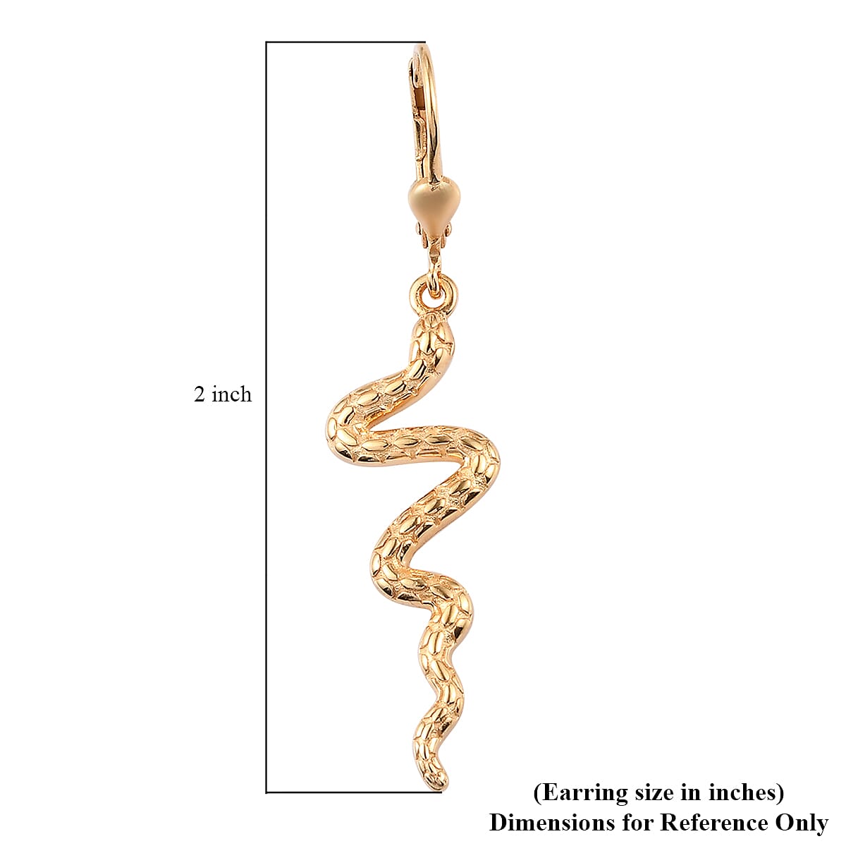 Vermeil Yellow Gold Over Sterling Silver Lever Back Dangle Snake Earrings image number 4