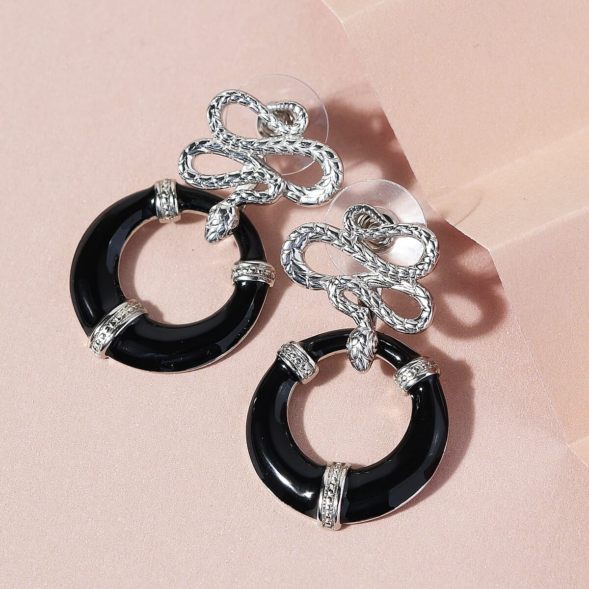 Karis Fancy Snake Earrings in Platinum Bond image number 1