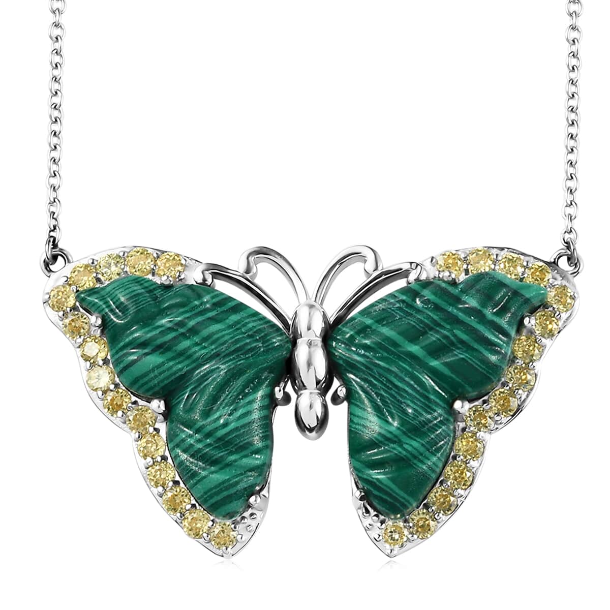 KARIS Multi Gemstone and Simulated Yellow Diamond Oversized Statement Butterfly Necklace 18 Inches in Platinum Bond 25.85 ctw image number 0