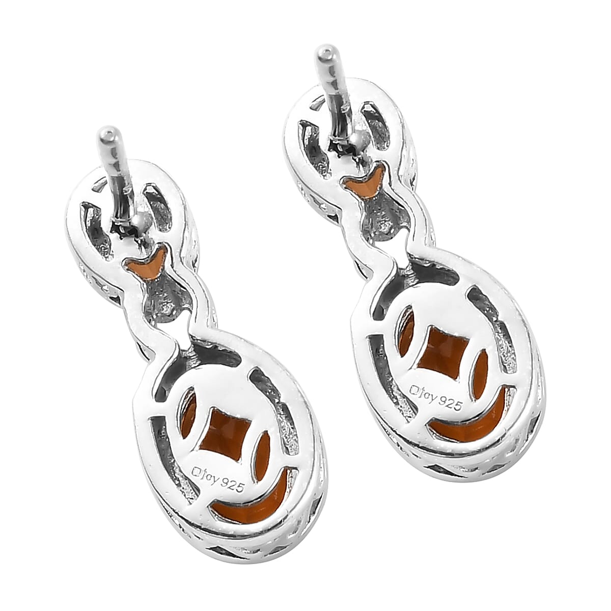 Santa Ana Madeira Citrine and Jalisco Fire Opal Earrings in Platinum Over Sterling Silver 1.50 ctw image number 3