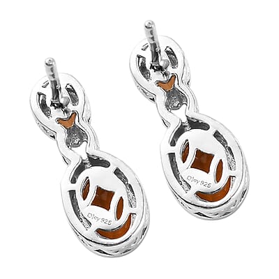 Santa Ana Madeira Citrine and Jalisco Fire Opal Earrings in Platinum Over Sterling Silver 1.50 ctw
