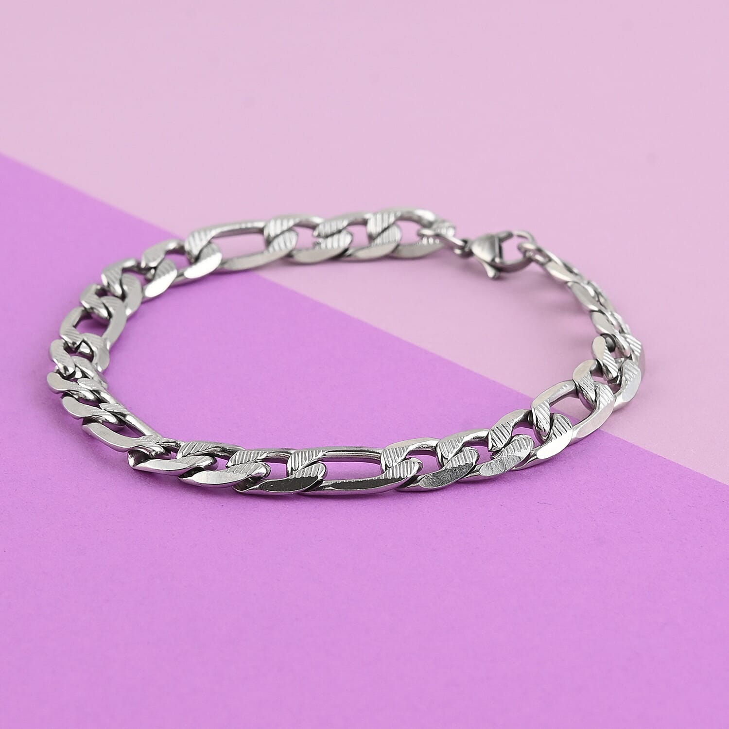 Figaro Bracelet in Stainless Steel (8.50 In) 14.40 Grams