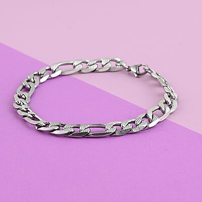 Figaro Bracelet in Stainless Steel (8.50 In) 14.40 Grams