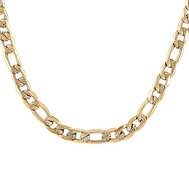 Figaro Chain Necklace in ION Plated Yellow Gold Stainless Steel 24 Inches 25.90 Grams