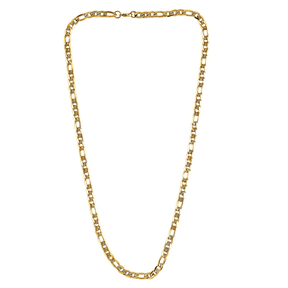 Figaro Chain Necklace in ION Plated Yellow Gold Stainless Steel 24 Inches 25.90 Grams image number 2