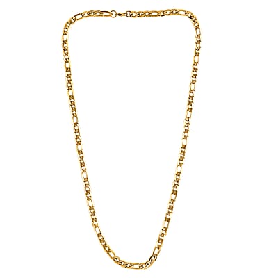 Figaro Chain Necklace in ION Plated Yellow Gold Stainless Steel 24 Inches 25.90 Grams