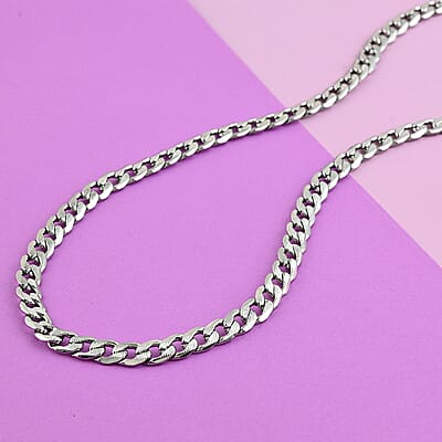 Curb Chain Necklace in Stainless Steel 24 Inches 44.40 Grams