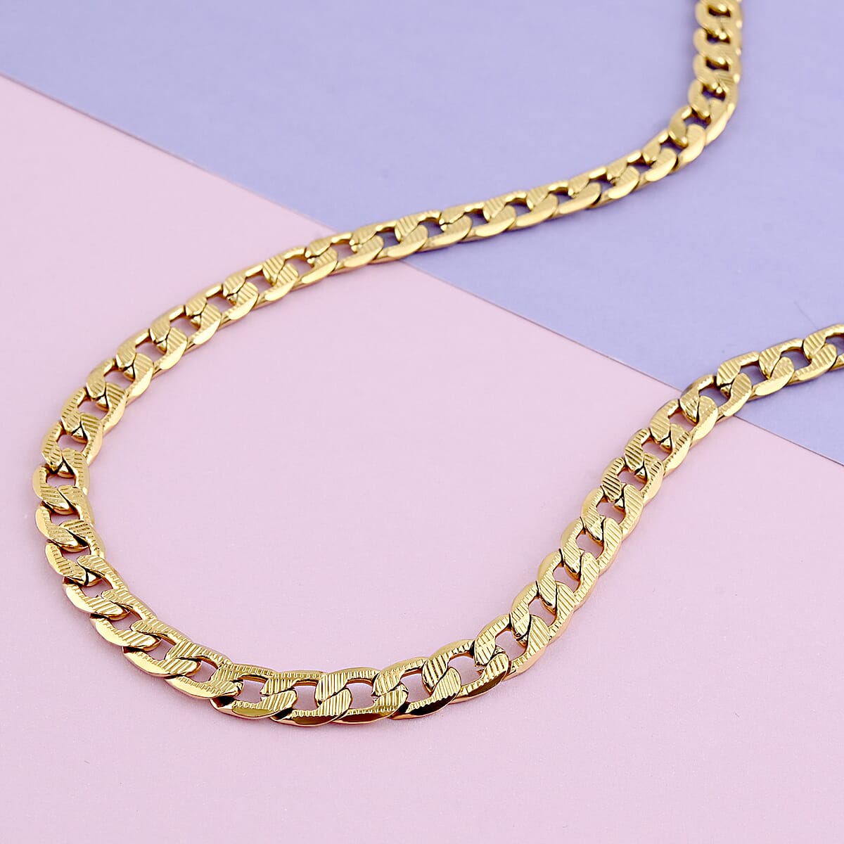 Curb Chain Necklace in ION Plated Yellow Gold Stainless Steel 24 Inches 43.70 Grams image number 1