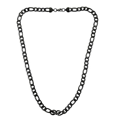 Figaro Chain Necklace in ION Plated Black Stainless Steel 24 Inches 56.30 Grams