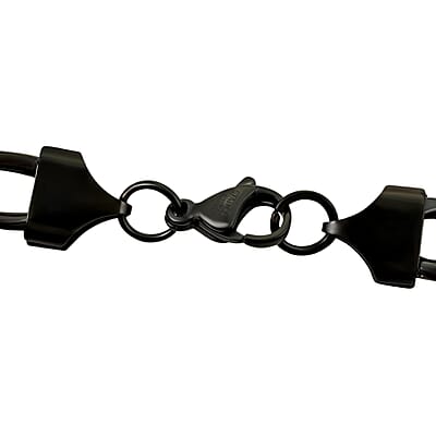 Figaro Chain Necklace in ION Plated Black Stainless Steel 24 Inches 56.30 Grams