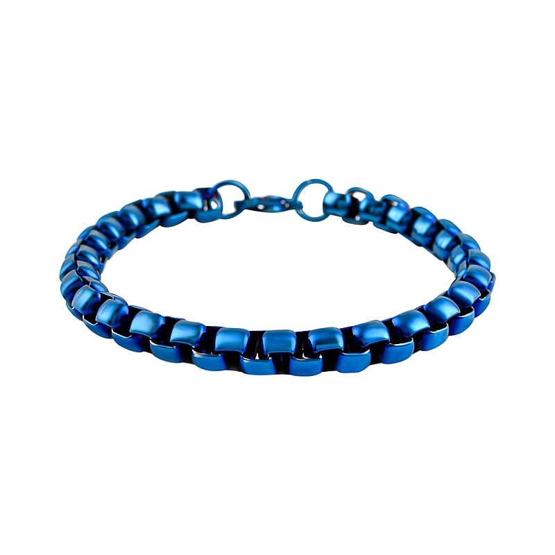 Box Bracelet in ION Plated Blue Stainless Steel (8.50 In) 25.50 Grams