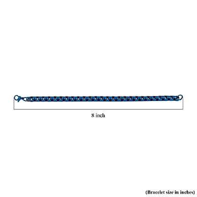 Box Bracelet in ION Plated Blue Stainless Steel (8.50 In) 25.50 Grams