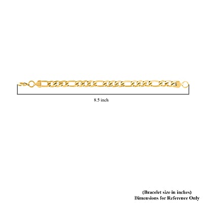 Figaro Bracelet in ION Plated Yellow Gold Stainless Steel (8.50 In) 17.80 Grams