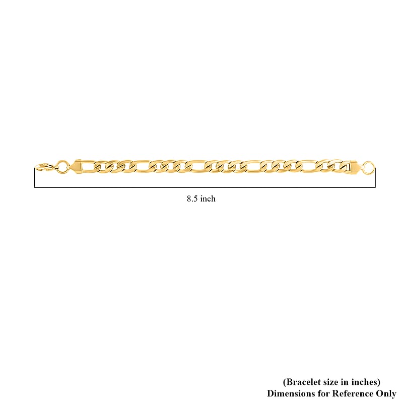 Figaro Bracelet in ION Plated Yellow Gold Stainless Steel (8.50 In) 17.80 Grams