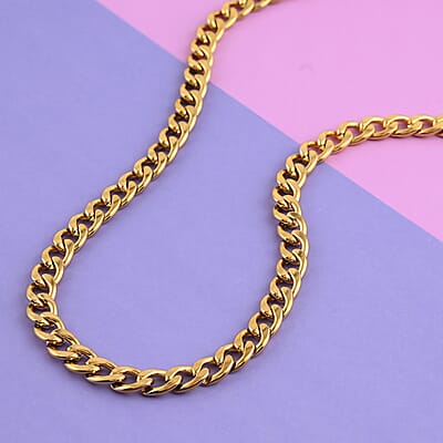 Curb Chain Necklace in ION Plated Yellow Gold Stainless Steel (24 Inches ) 59.60 Grams