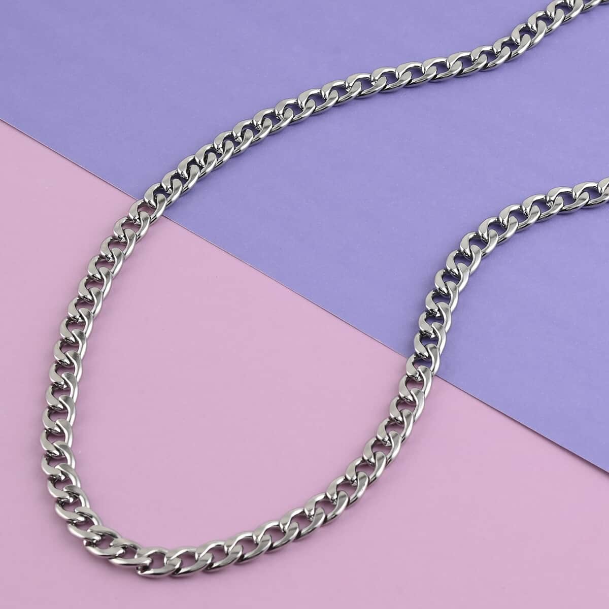 Curb Chain Necklace  in Stainless Steel (24 Inches) 60.10 Grams image number 1