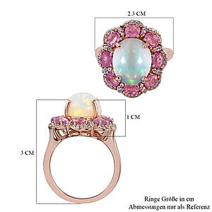 Ethiopian Welo Opal and Multi Gemstone 5.65 ctw Ring in Vermeil RG Over Sterling Silver (Size 10.0)