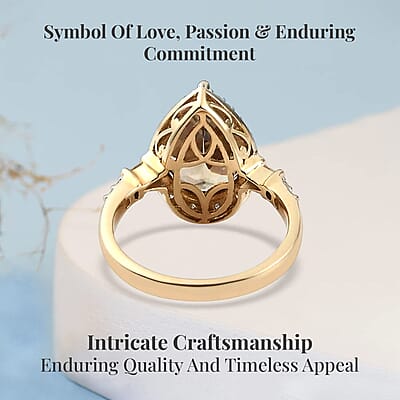 Luxoro 14K Yellow Gold Premium Turkizite and G-H I2 Diamond Halo Ring (Size 7.0) 4.50 ctw