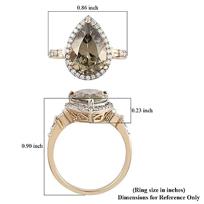 Luxoro 14K Yellow Gold Premium Turkizite and G-H I2 Diamond Halo Ring (Size 7.0) 4.50 ctw