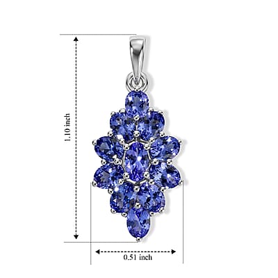 Premium Tanzanite 2.10 ctw Pendant without Chain in Platinum Over Sterling Silver