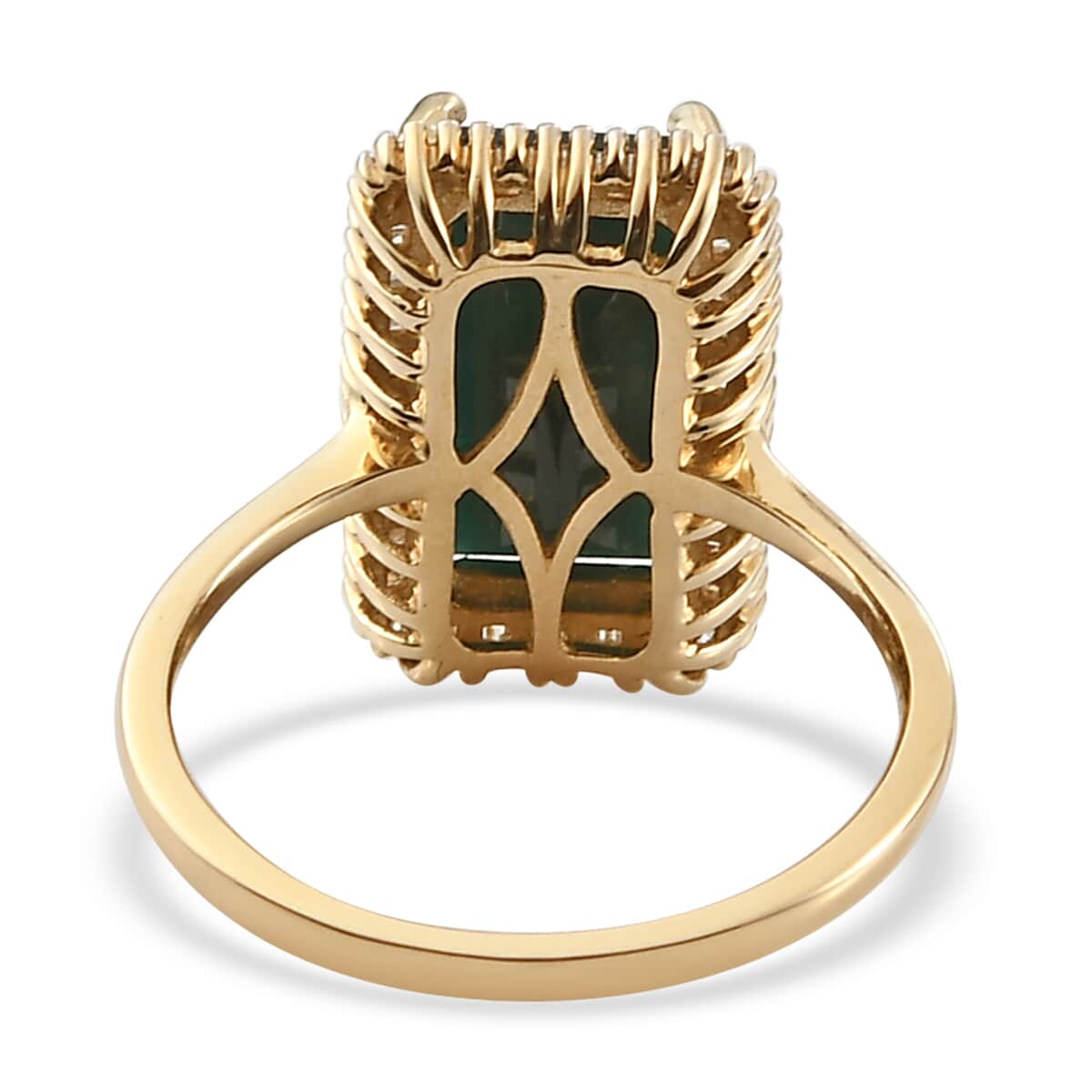 Luxoro 10K Yellow Gold AA Premium Teal Grandidierite and Diamond Halo Ring (Size 8.0) 5.10 ctw image number 4